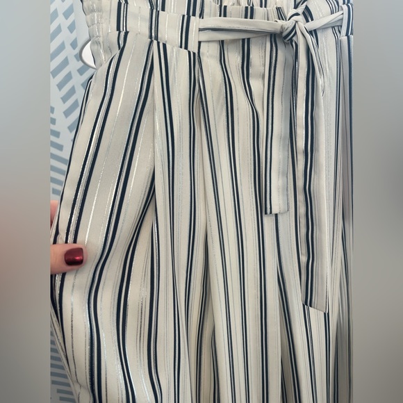 NWOT Zara Metallic Stripped High Waisted Wide Leg Cropped Trousers - XS - Picture 8 of 13